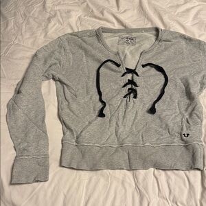 Gray Lace-Up Women's Top- Size Small